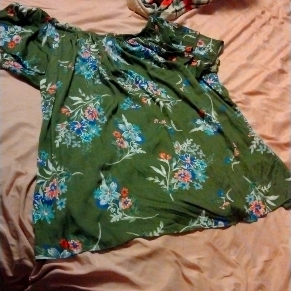24W/26W off shoulder terra and sky blouse